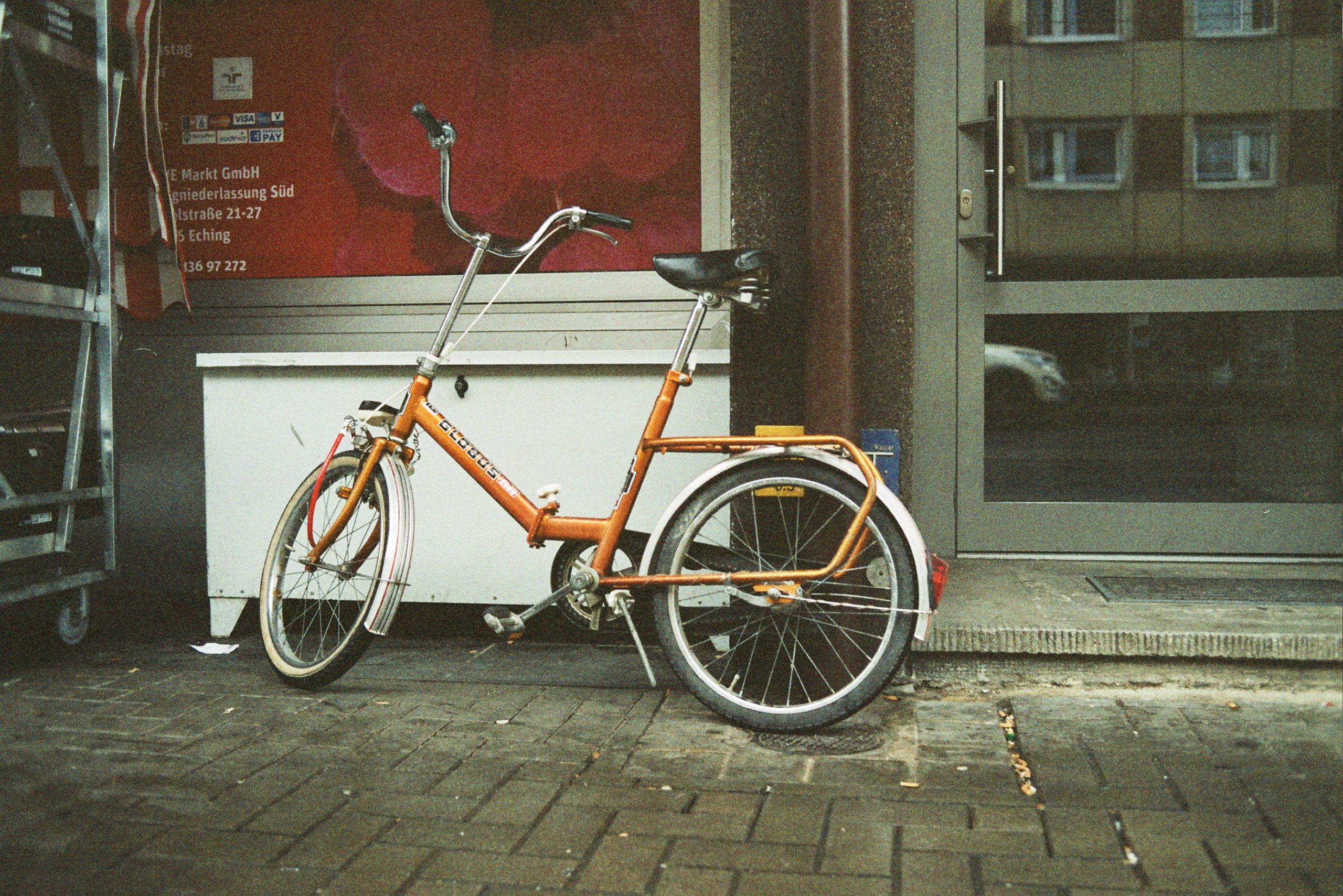 orange folding bike